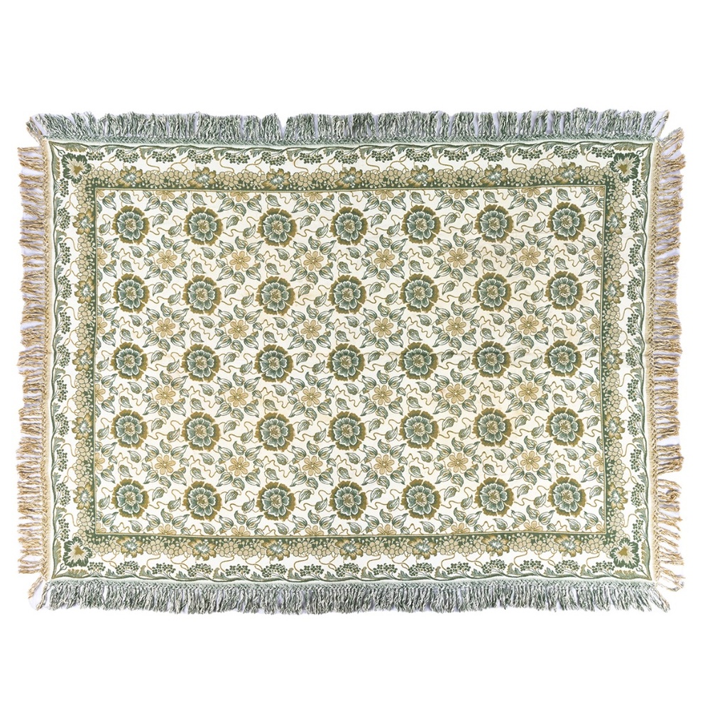 Jacquard Vintage Tablecloth or Throw with Fringe